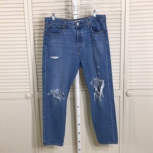Levi's Ripped Blue Cropped Ankle Jeans